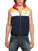 DSQUARED - COLOUR BLOCK TECH COTTON AND NYLON VEST - MULTI