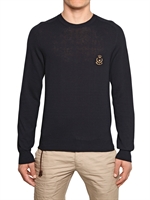 DSQUARED - CREPE COTTON ROUND NECK SWEATER - NAVY