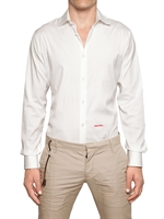 DSQUARED - DEAN AND DAN STRETCH POPLIN SHIRT - WHITE