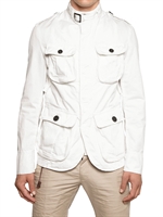 DSQUARED - DYED COTTON CANVAS MILITARY JACKET - WHITE
