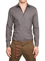 DSQUARED - SLIM FIT CHECKED COTTON POPLIN SHIRT - MULTI
