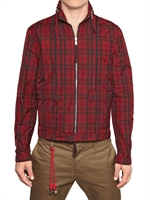 DSQUARED - SPORTY CHECKED NYLON BOMBER JACKET - BLACK/RED