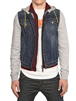 DSQUARED - DENIM, COTTON AND NYLON JACKET / VEST - MULTI