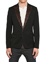 DSQUARED - FEATHER LAPELS WOOL CADY BLAZER - BLACK