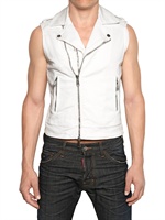 DSQUARED - DYED BULL COTTON CHIODO VEST - WHITE