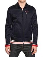 DSQUARED - CHIC COTTON TWILL SPORTY BOMBER JACKET - MULTI BLUE