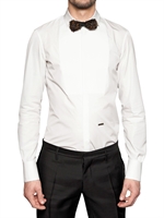 DSQUARED - PLASTRON CHIC COTTON POPLIN SHIRT - WHITE