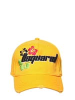 DSQUARED - KAPPE AUS BAUMWOLLGABARDINE MIT LOGO - GELB