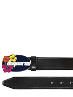 DSQUARED - 3,5CM LEDERGÜRTEL MIT EMAILLIRTEN BLUMEN - SCHWARZ