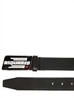 DSQUARED - 3,5CM DSQUARED EMAILLIERTER LEDERGÜRTEL - SCHWARZ
