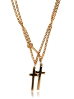 DSQUARED - DOUBLE CROSS BRASS NECKLACE - GOLD