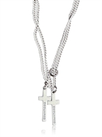 DSQUARED - DOUBLE CROSS VARNISHED BRASS NECKLACE - WHITE