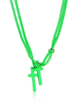 DSQUARED - DOUBLE CROSS VARNISHED BRASS NECKLACE - GREEN