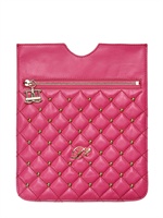 DSQUARED - GESTEPPTE IPAD-HÜLLE AUS LEDER MIT NIETEN - FUCHSIE