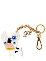 DSQUARED - SCHLÜSSELANHÄNGER AUS MESSING MIT DSQUARED-HUND - WEIß