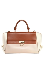 SALVATORE FERRAGAMO - GROßE SOFIA DREIFARBIGE LEDERHANDTASCHE - MULTI BRAUN
