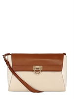 SALVATORE FERRAGAMO - ABBEY DREIFARBIGE SCHULTERTASCHE AUS LEDER - MULTI BRAUN