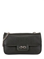 SALVATORE FERRAGAMO - LUCIANA SAFFIANO UMHÄNGETASCHE AUS LEDER - SCHWARZ