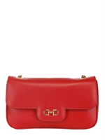 SALVATORE FERRAGAMO - LUCIANA SAFFIANO LEATHER SHOULDER BAG - RED