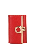 SALVATORE FERRAGAMO - PORTACHIAVI IN PELLE SAFFIANO - ROSSO