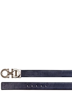 SALVATORE FERRAGAMO - CINTURA REVERSIBILE IN PELLE/VERNICE 2.5CM - BLU SCURO