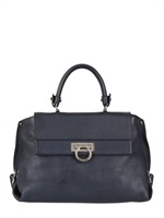 SALVATORE FERRAGAMO - KLEINE SOFIA TOP HANDLE AUS GEÄDERTEM LEDER - NAVYBLAU