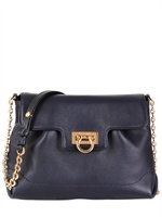SALVATORE FERRAGAMO - AMELIE UMHÄNGETASCHE AUS GEBÜRSTETEM LEDER - NAVYBLAU