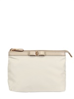 SALVATORE FERRAGAMO - BUSTA IN NYLON E GROSGRAIN - ROSA