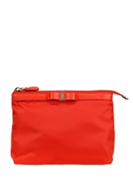 SALVATORE FERRAGAMO - BUSTA IN NYLON E GROSGRAIN - DARK ORANGE