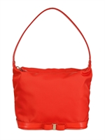 SALVATORE FERRAGAMO - NYLON UND SAFFIANO LEDER UMHÄNGETASCHE - DUNKELORANGE
