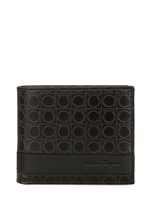 SALVATORE FERRAGAMO - GAMMA LOGO PRINT CLASSIC LEATHER WALLET - BLACK