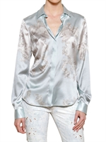 JUST CAVALLI - PRINTED STRETCH SATIN SHIRT - LIGHT BLUE