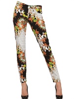 JUST CAVALLI - PRINTED STRETCH GABARDINE TROUSERS - MULTI