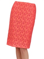 GALLIANO - GONNA A TUBINO IN PIZZO DI COTONE - CORAL/FUCHSIA