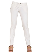 GALLIANO - 14 CM STRETCH GABARDINE CHINO TROUSERS - WHITE