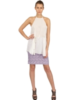 GALLIANO - TRÄGERTOP AUS SEIDEN CREPE DE CHINE - WEIß