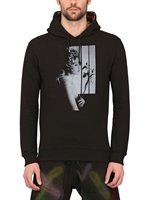 DEAD MEAT - BRIGITTE PRINT FLEECE HOODED SWEATSHIRT - BLACK