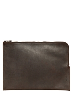 RICK OWENS - VINTAGE EFFECT LEATHER LAPTOP CASE - DARK DUST