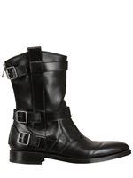 BALMAIN - HIGH LEATHER BUCKLE BOOTS - BLACK
