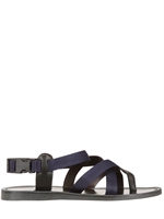 LANVIN - LEATHER AND GROSGRAIN SANDALS - NAVY/BLACK