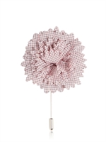 LANVIN - CHECKED COTTON FLOWER PIN - WHITE/RED/BLUE