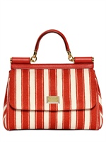 DOLCE & GABBANA - KLEINE GESTREIFTE MISS SICILY SEGELTUCH-HANDTASCHE - ROT/WEISS