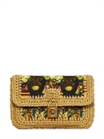 DOLCE & GABBANA - BEDRUCKTE UMHÄNGETASCHE AUS SEGELTUCH UND RAFFIA - MULTI