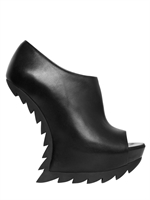 CAMILLA SKOVGAARD - 150MM LEATHER SCULPTURAL OPEN TOE WEDGES - BLACK