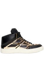 ALEJANDRO INGELMO - SNEAKERS IN PELLE CON INSERTI SPECCHIATI - NERO/ORO
