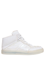 ALEJANDRO INGELMO - SNEAKERS ALTE IN CAMOSCIO CON INSERTI IN GOMMA - BIANCO