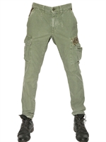 MASON'S - STUDDED CARGO COTTON GABARDINE TROUSERS - MILITARY GREEN