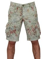 MASON'S - PRINTED FLOWER CARGO SHORTS - MILITARY GREEN