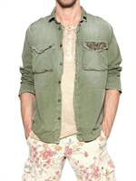 MASON'S - GIACCA A CAMICIA IN GABARDINA DI COTONE - VERDE MILITARE