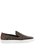 GIACOMORELLI - SNEAKERS SLIP ON IN PELLE CON BORCHIE - NERO/ARGENTO